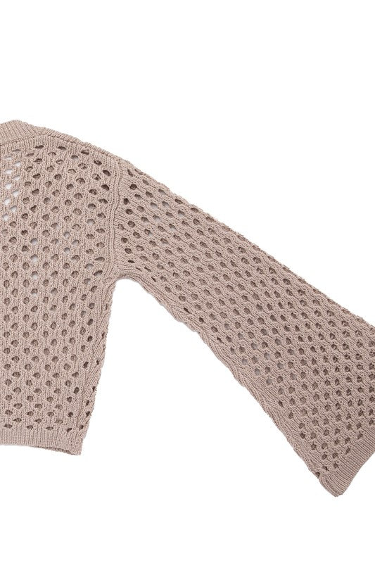 Cropped Crochet Knit Cardigan