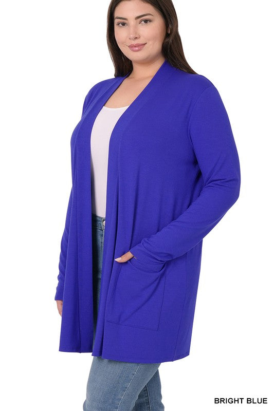 Curvy Slouchy Pocket Open Cardigan