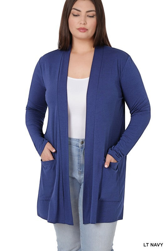 Curvy Slouchy Pocket Open Cardigan