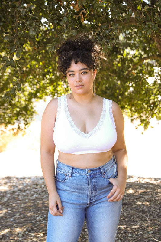 Curvy Lace Trim Padded Bralette