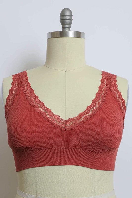 Curvy Lace Trim Padded Bralette