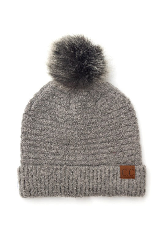 Winter Ultra Soft Fur Pom Beanie