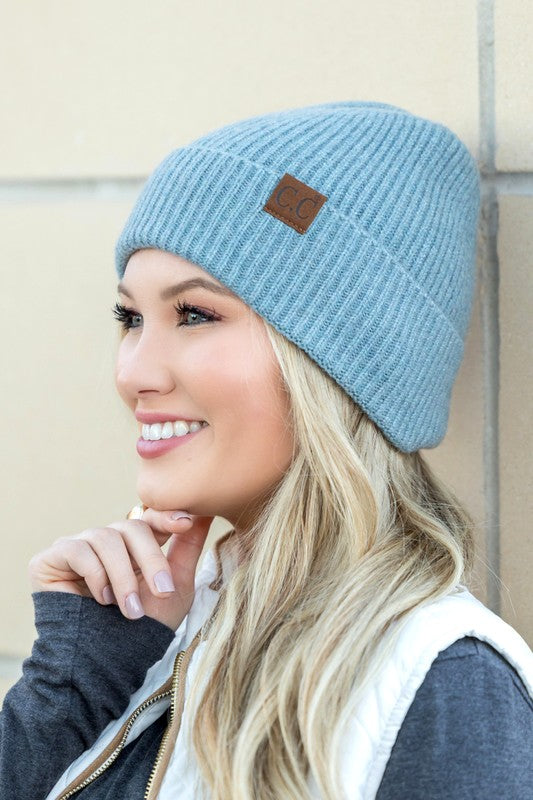 Fine Yarn Ribbed Cuff Beanie