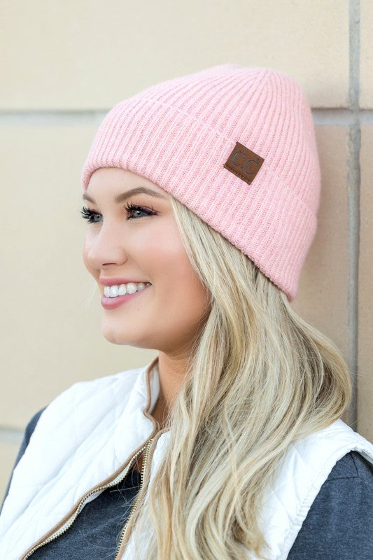 Fine Yarn Ribbed Cuff Beanie