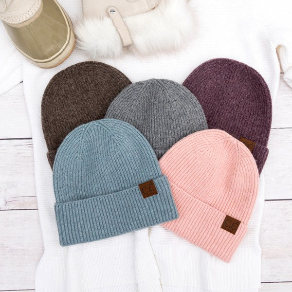 Fine Yarn Ribbed Cuff Beanie