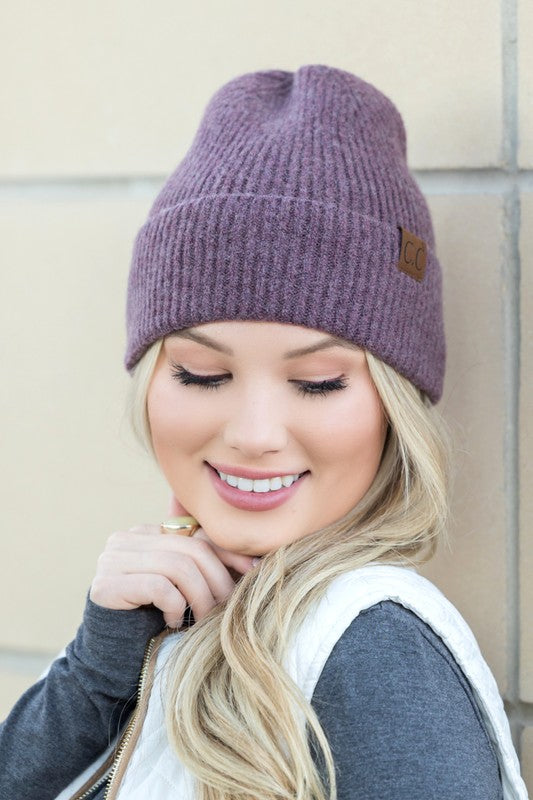 Fine Yarn Ribbed Cuff Beanie