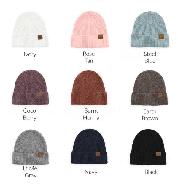 Fine Yarn Ribbed Cuff Beanie