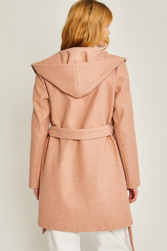 Brushed Belted Hoodie Coat