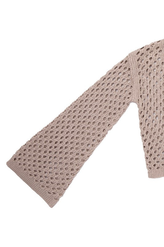 Cropped Crochet Knit Cardigan
