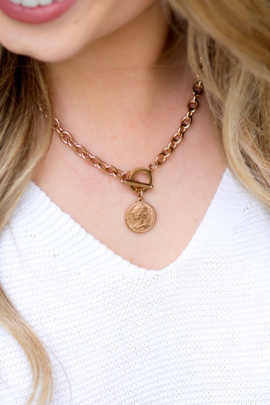 Marie Toggle Coin Chain Necklace