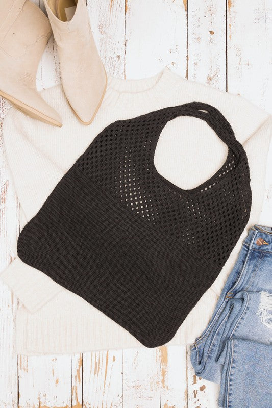 Soft Crochet Knit Hobo Bag