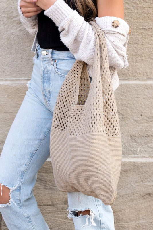 Soft Crochet Knit Hobo Bag