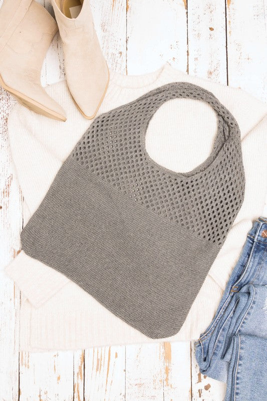 Soft Crochet Knit Hobo Bag