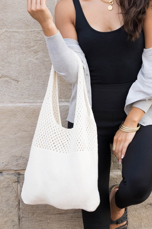 Soft Crochet Knit Hobo Bag