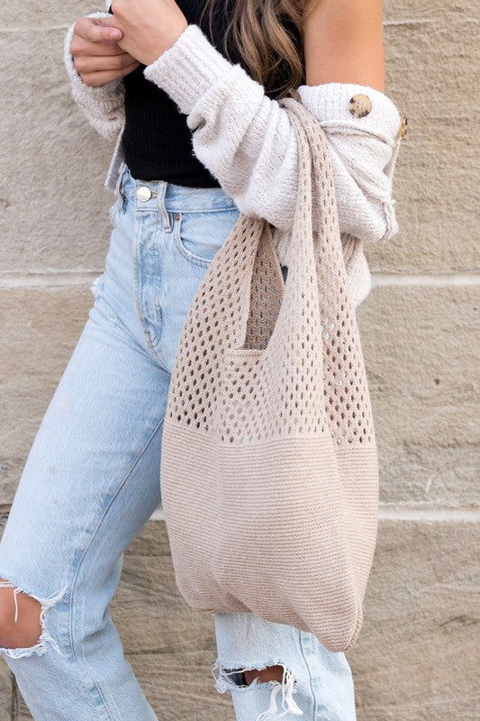 Soft Crochet Knit Hobo Bag
