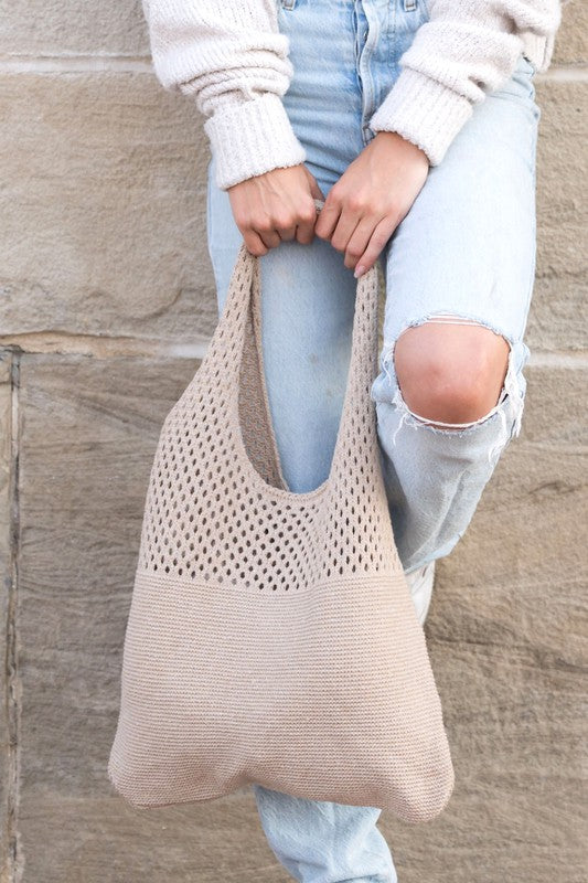 Soft Crochet Knit Hobo Bag