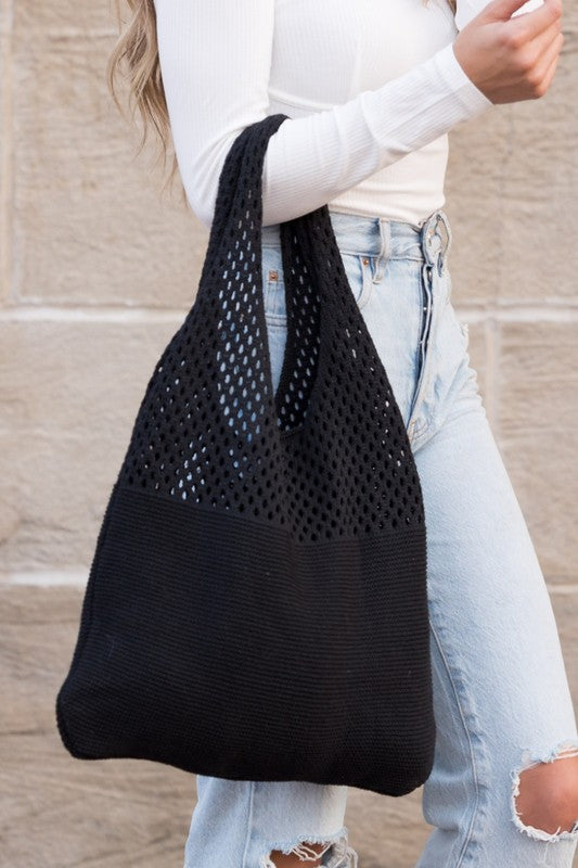 Soft Crochet Knit Hobo Bag