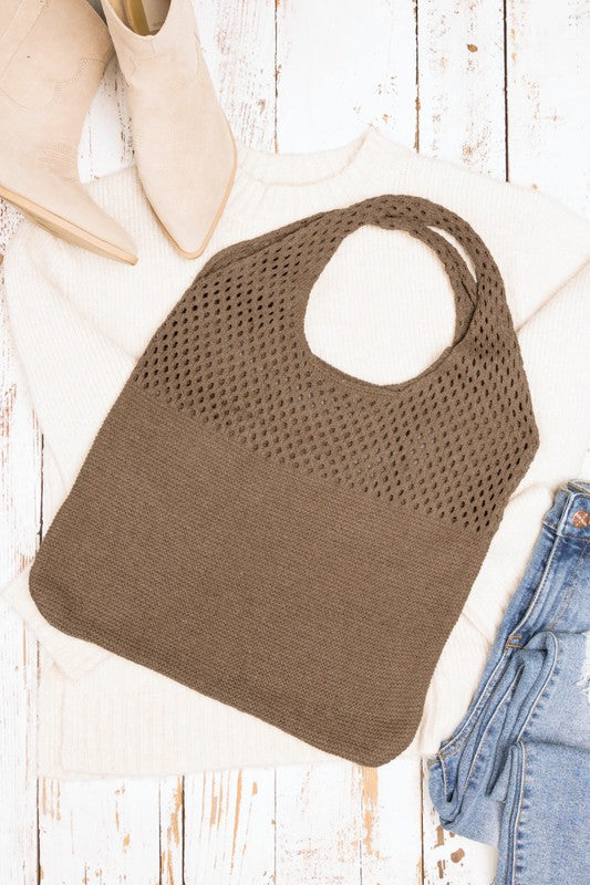 Soft Crochet Knit Hobo Bag