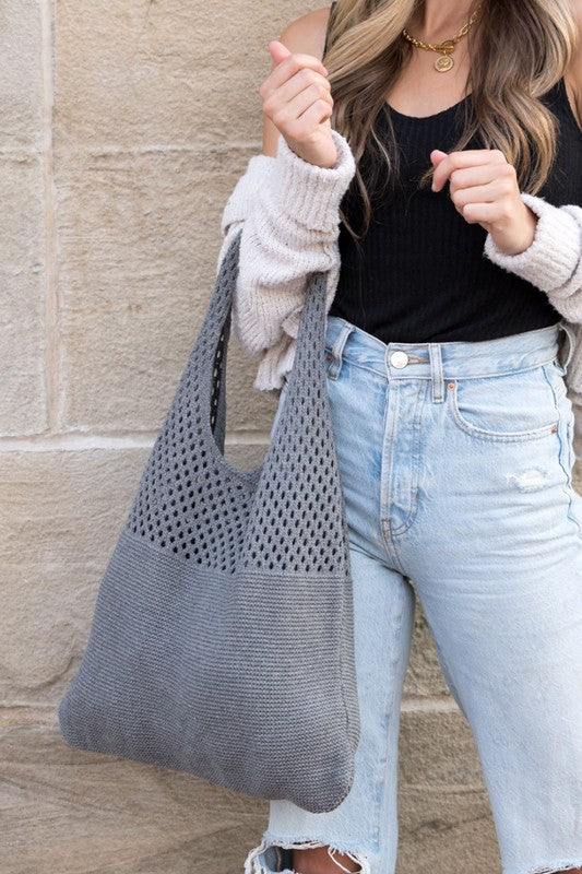 Soft Crochet Knit Hobo Bag