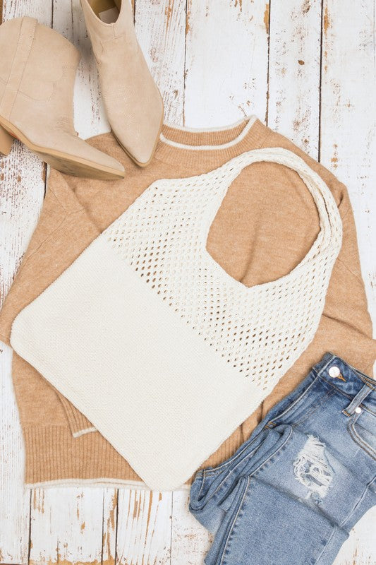 Soft Crochet Knit Hobo Bag