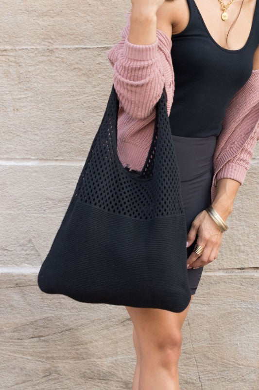 Soft Crochet Knit Hobo Bag