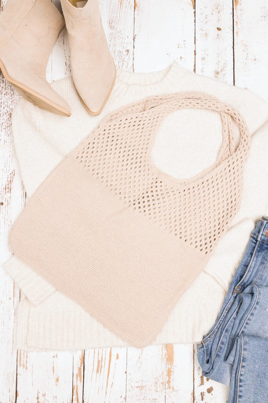Soft Crochet Knit Hobo Bag