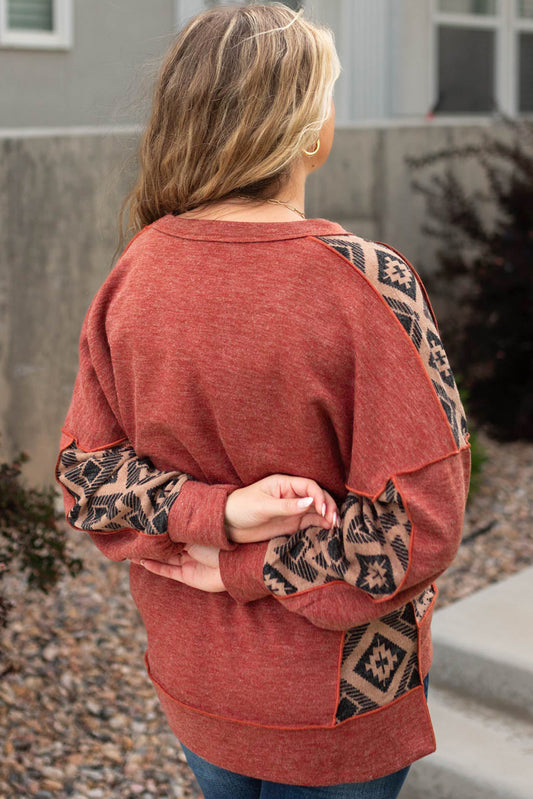 Curvy Aztec Patchwork Sweater