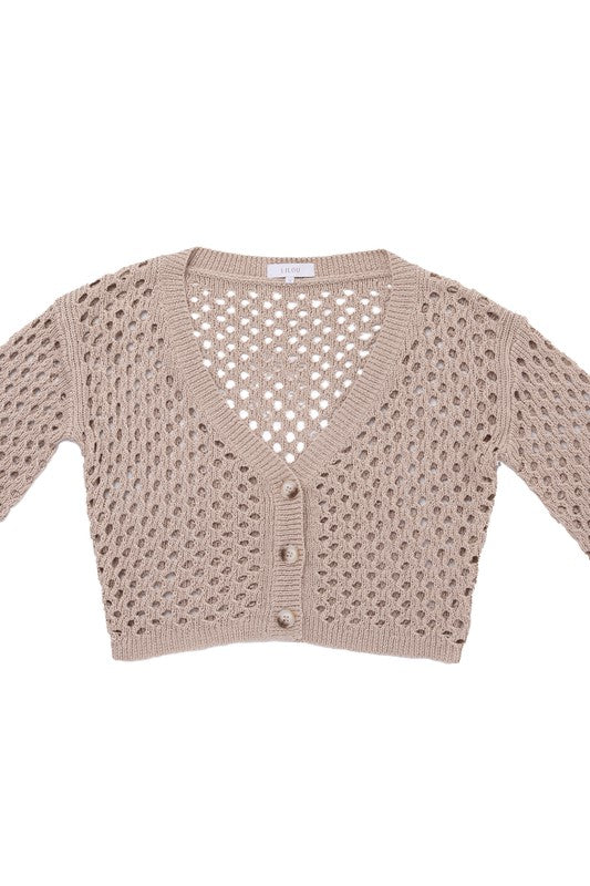 Cropped Crochet Knit Cardigan