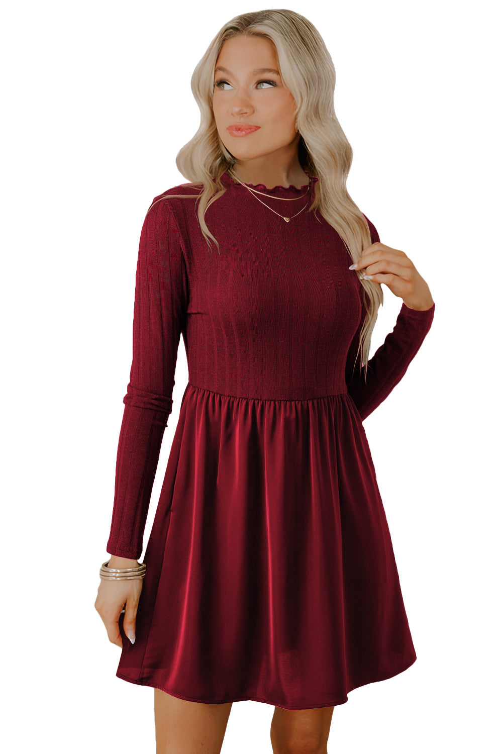Gabriella Contrast Long Sleeve Dress