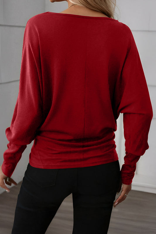 Crimson Extended Cuffs Long Sleeve Top