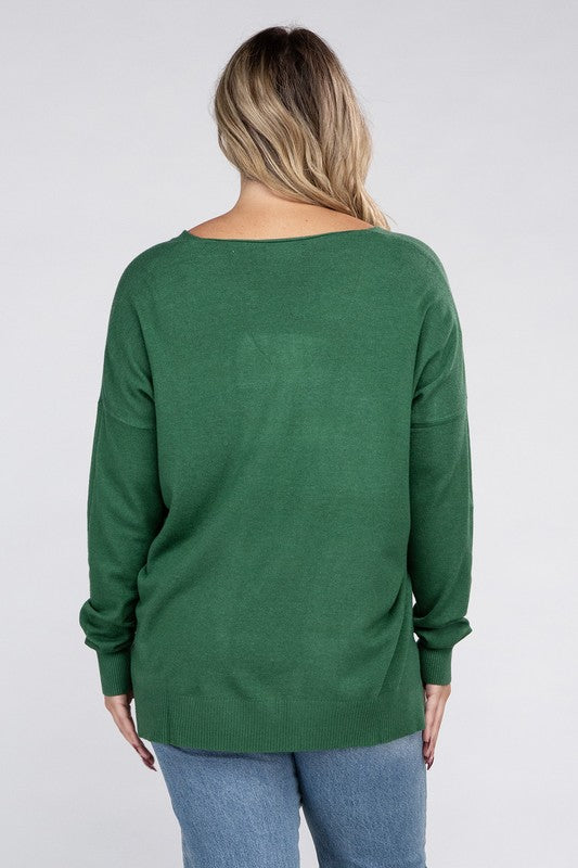 Curvy Garment Dyed Front Seam Sweater