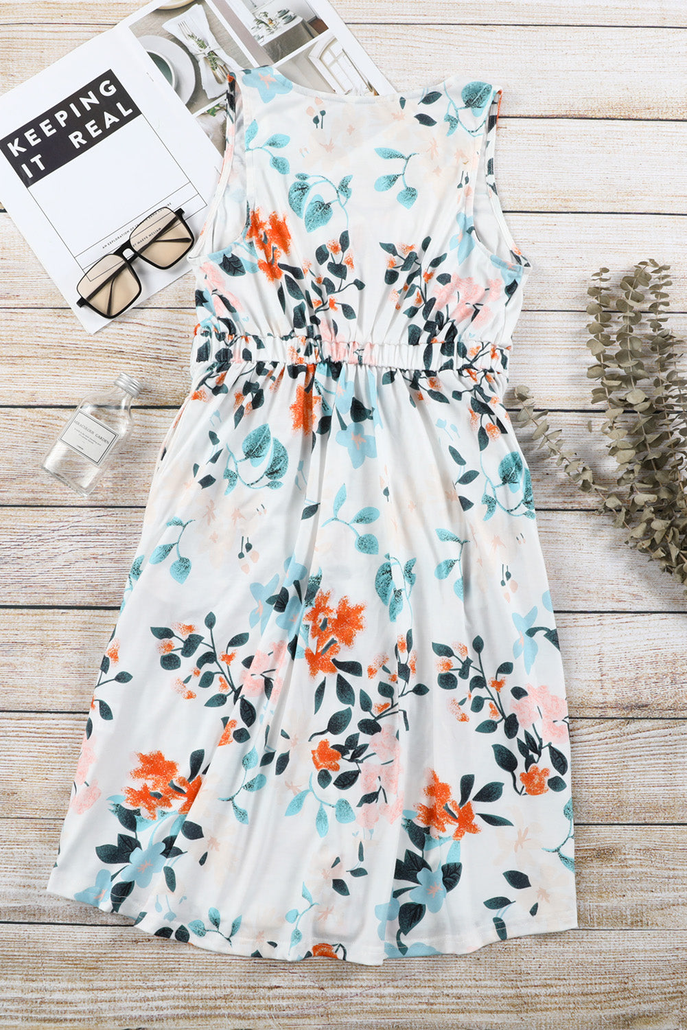 Malibu Watercolor Floral Button Front Dress