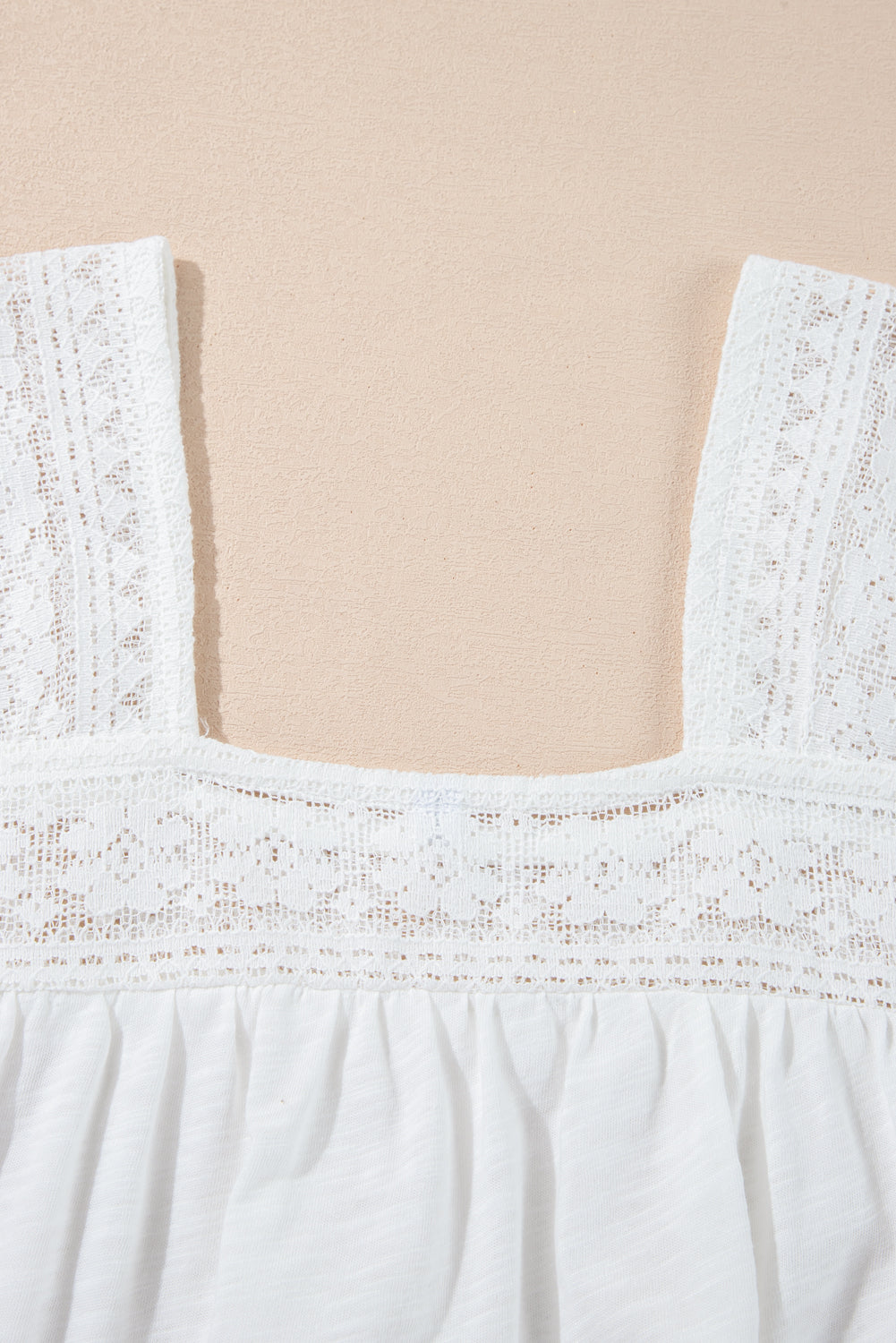 Dainty White Lace Accent Square Neck Shirt