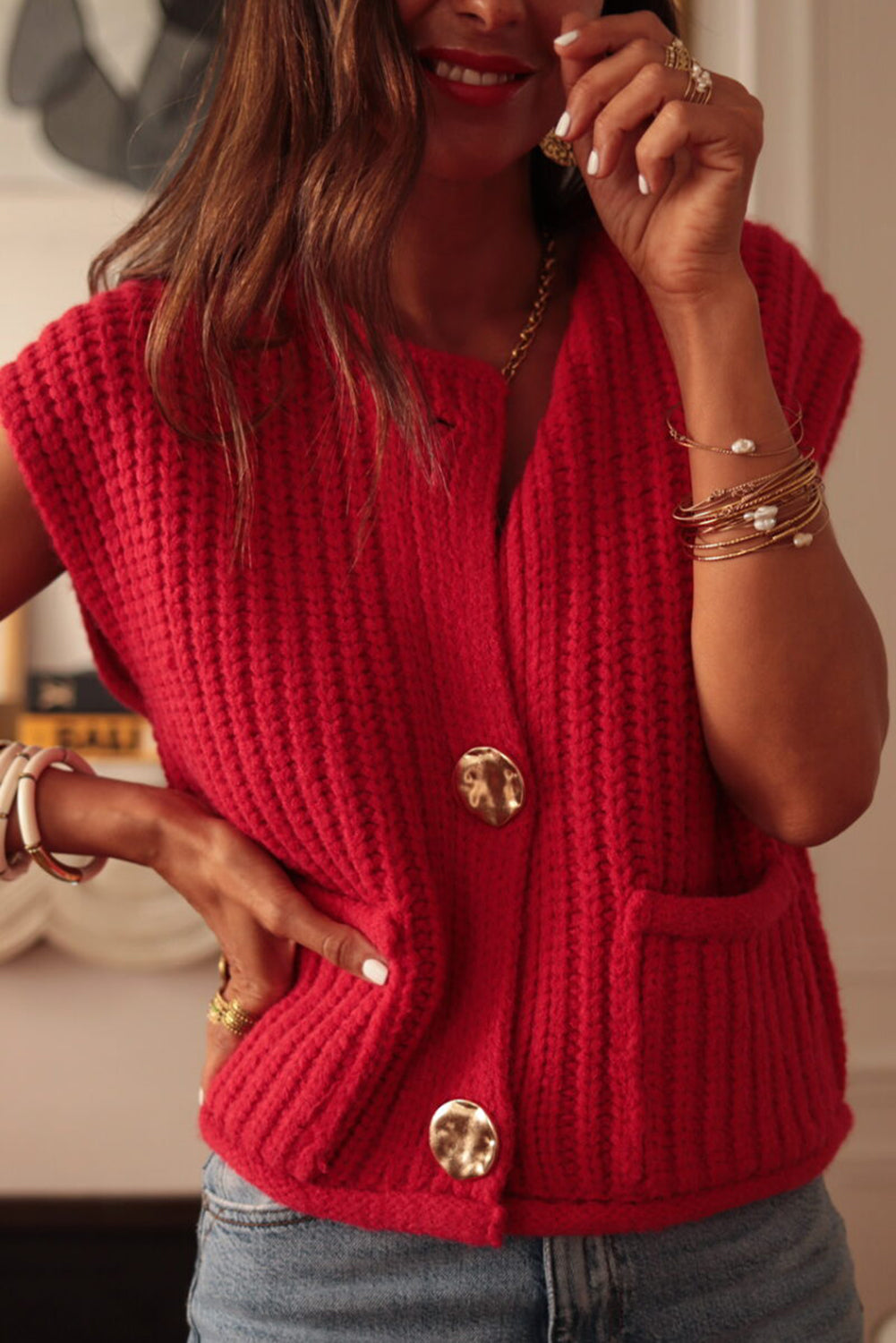 Tracey Oversized Cap Sleeve Sweater