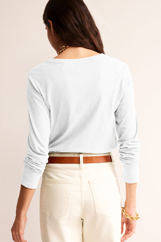 Plain Jane V Neck Long Sleeve Top