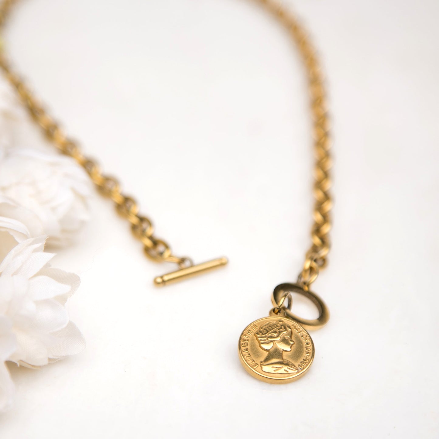 Currency Pendant Toggle Chain Necklace