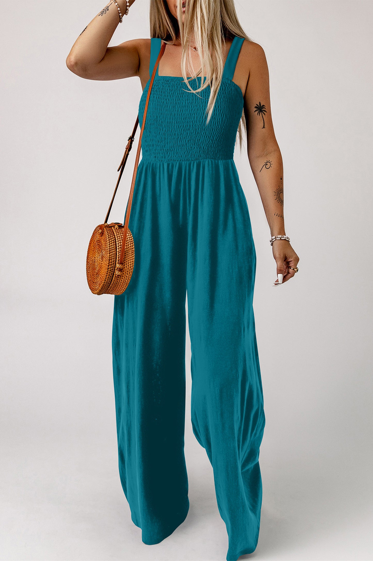 Abby Smocked Sleeveless Jumpsuit