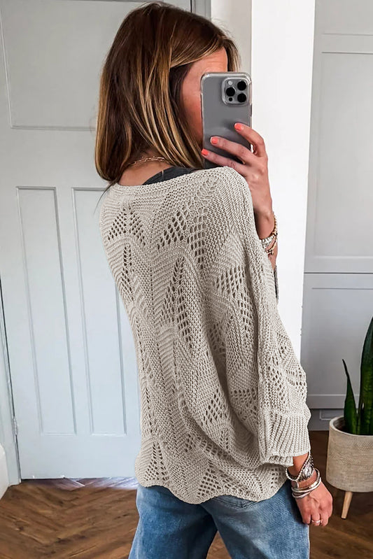 Angelina Crochet Half Sleeve Slouchy Sweater