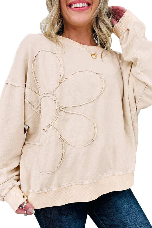 Curvy Flora Oversized Flower Detail Pullover