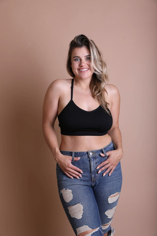 Curvy Tattoo Mesh Racerback Bralette
