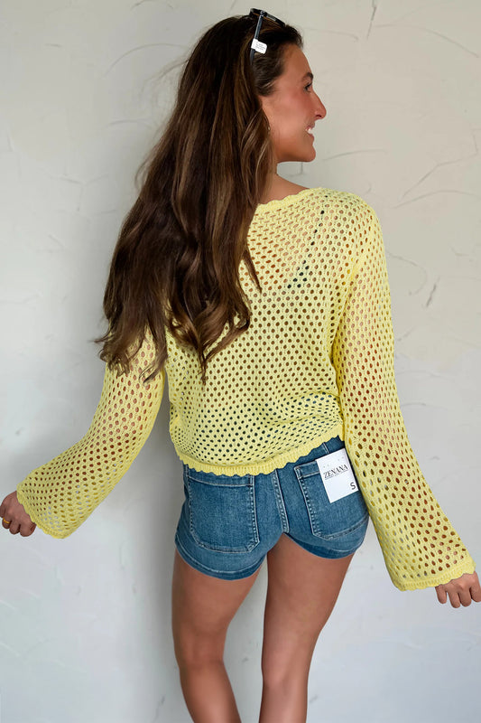 Joy Eyelet Scalloped Trim Bell Sleeve