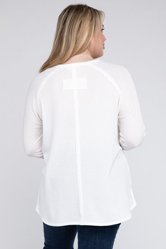 Curvy Melange Baby Waffle Long Sleeve Top