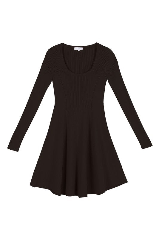 Amelia Solid Color Flare Dress