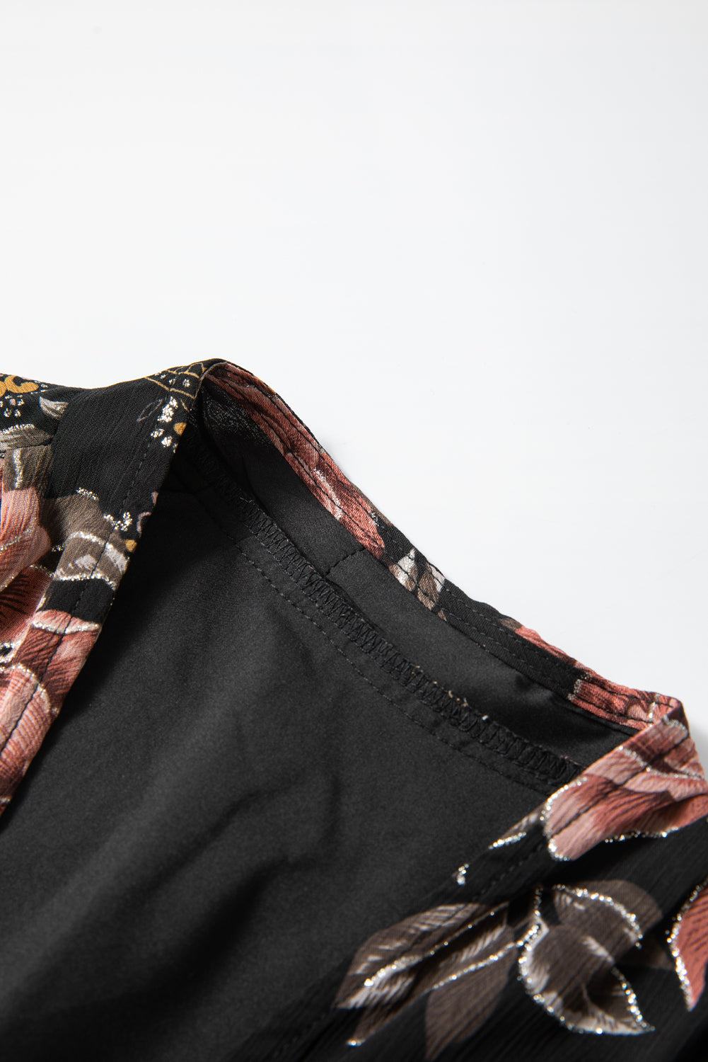 Glitter Accent Floral Surplice Blouse