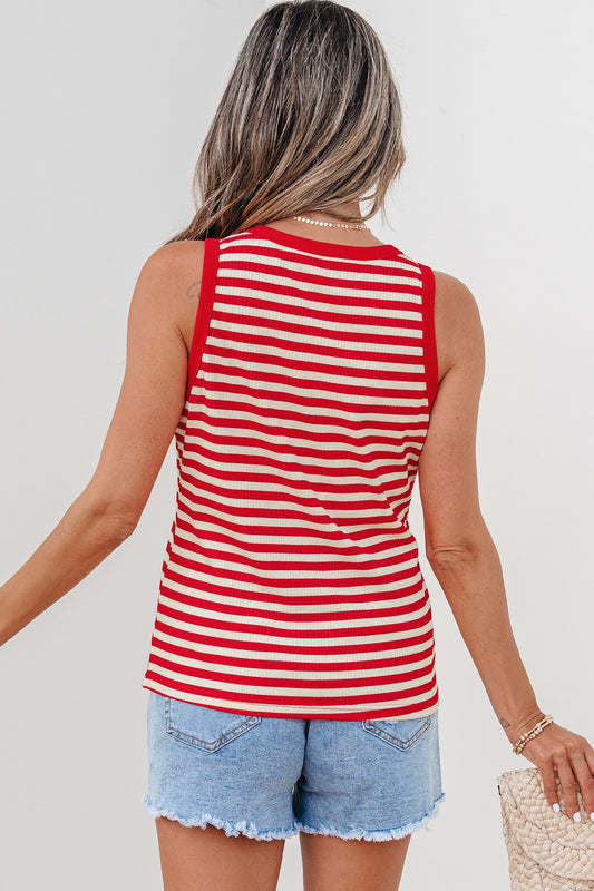 Dana Candy Striped Button Down Tank