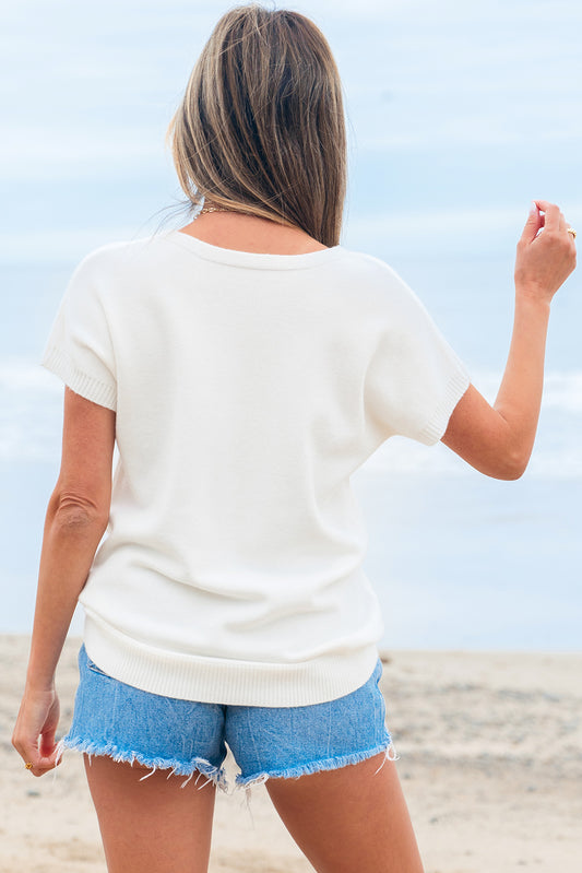 Minnie Bow Knit Short Sleeve Top