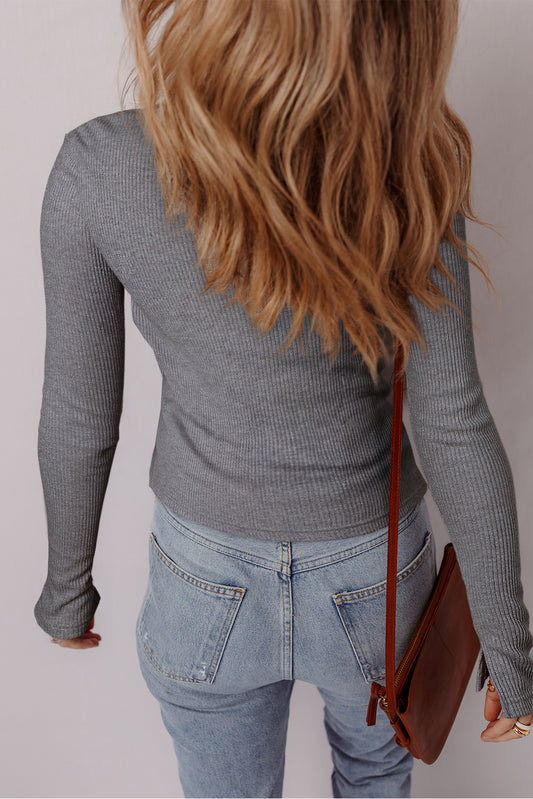 Button Me Up Fitted Ribbed Sweater