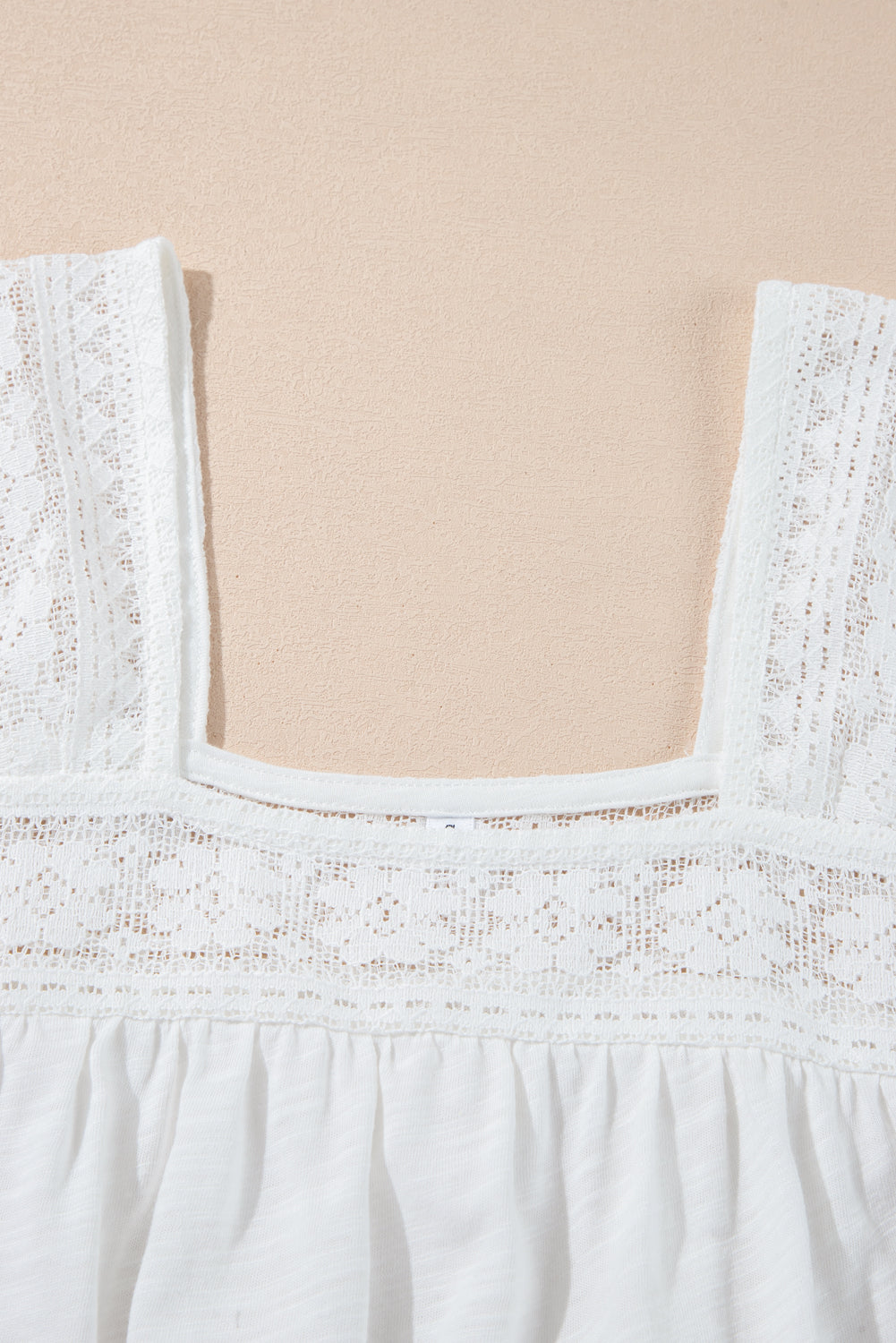 Dainty White Lace Accent Square Neck Shirt