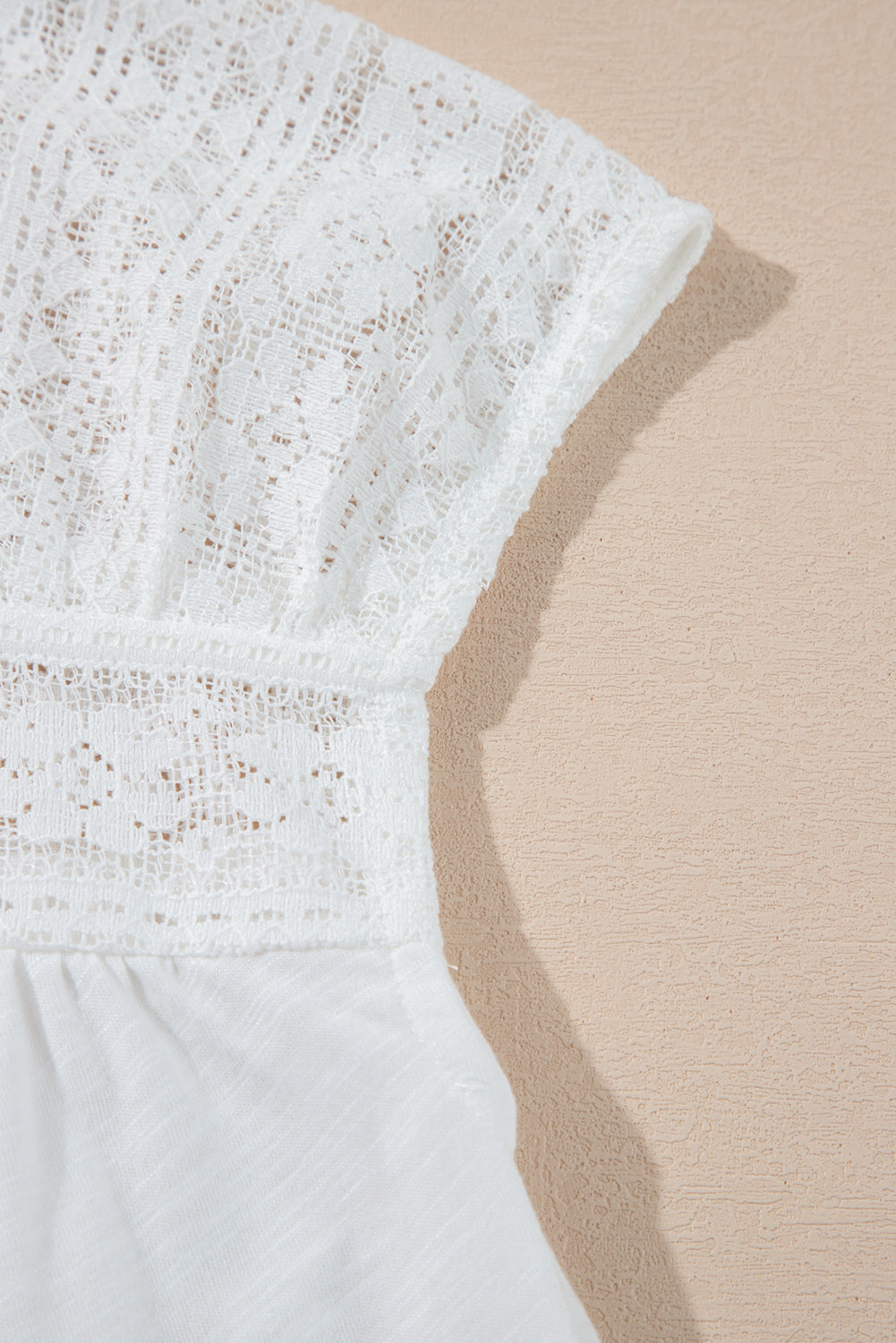Dainty White Lace Accent Square Neck Shirt