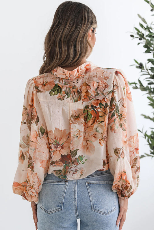 Falling In Love Floral Puff Sleeve Blouse